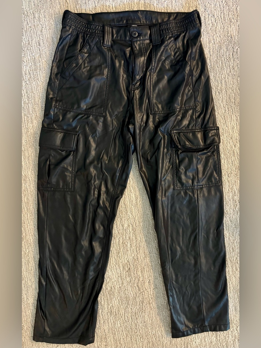Faux Leather Cargo Pants